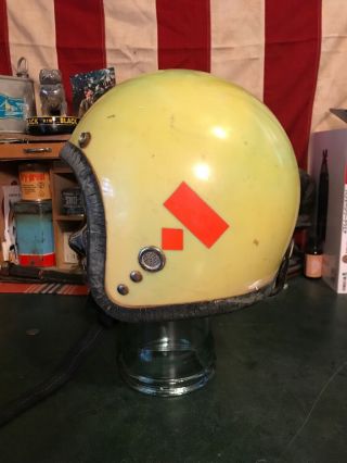 Vintage 1960 ' s Motorcycle Helmet Size M Unknown Maker.  Distressed. 3