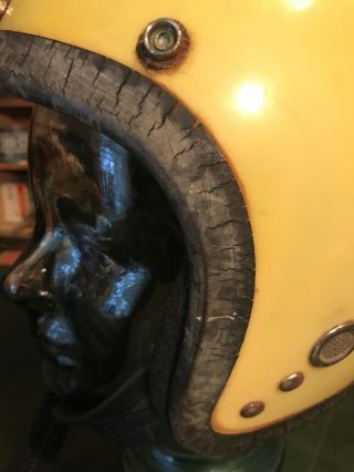 Vintage 1960 ' s Motorcycle Helmet Size M Unknown Maker.  Distressed. 6
