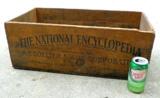 Antique Vintage National Encyclopedia Wooden Dovetail Box Wood Crate