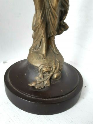 Antique Bronze Brass Metal Art Nouveau Female Figurine Statue Mystery Clock 5