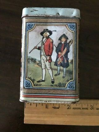Antique Tin Metal Tobacco Match Box Holder Pocket Wood Matches