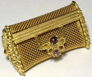 Antique Vintage Victorian Gold Plated Or Filled Triangular Bobby Pin Case