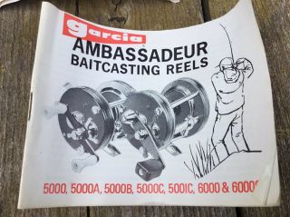 Vintage ABU GARCIA AMBASSADEUR 5000C Fishing Reel w/ Case & Instructions 5
