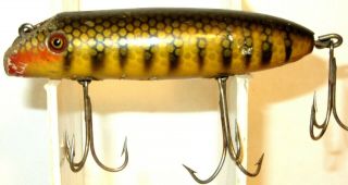 Vintage South Bend Bass Oreno With Glass Eyes & 3 Hooks 4 " Long