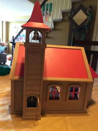 Vtg.  Calico Critters Sylvanian Families School House w/ Bell Tower & Owl Figure 5