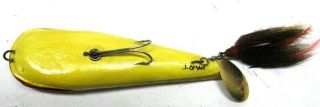 VINTAGE JOHN OMAN MUSKIE LURE WITH FACE LISTED CARVER FISH SPEARING DECOY MAKER 3