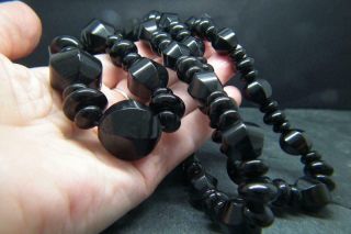 Finest Quality Antique Victorian Carved Whitby Jet Bead Mourning Necklace