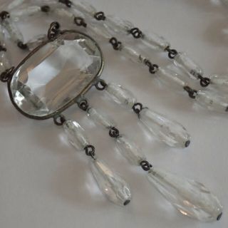 Antique Art Deco Faceted Crystal Czech Glass Pendant Necklace