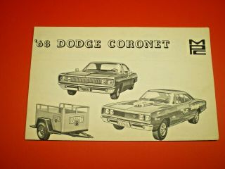 Mpc 1968 Dodge Coronet R/t Model Car Instruction Sheet L@@k