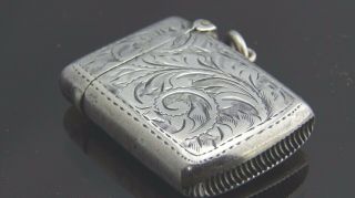 Collectible Antique Sterling Silver Matches Holder Case Pocket Watch Fob