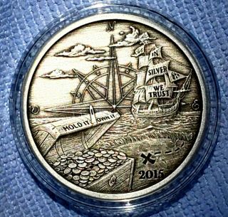 Antiqued 2015 Finding Silverbug Island 1 Reddit 1 Oz.  999 Silver Round Coin