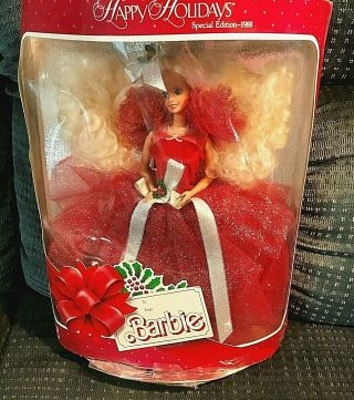 Vintage 1988 Special Edition Barbie Doll Happy Holidays,  Nib,  Box Poor