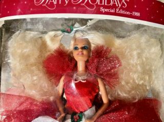 Vintage 1988 Special Edition Barbie Doll Happy Holidays,  NIB,  Box poor 3