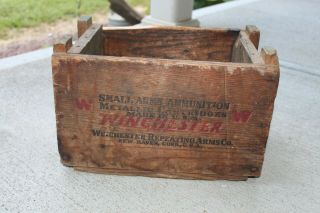 ANTIQUE VINTAGE WINCHESTER SMALL ARMS AMMUNITION WOODEN WOOD AMMO CRATE BOX 2