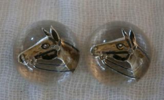 Two Small Unmounted Antique Essex Crystals With Single Horses Heads