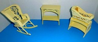 Vintage Mattel Barbie Sunshine Family Nursery Furniture Plastic Wicker 1970 