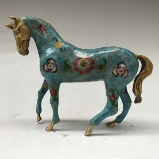 A Horse Statue Carved By Hand In Ancient Chinese Cloisonne Statue G24