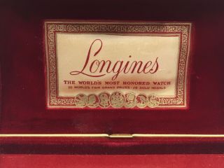 Vintage Longines Watch Presentation Box Case Art Deco 1940s 50s Metal Gold Brass 2