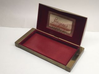 Vintage Longines Watch Presentation Box Case Art Deco 1940s 50s Metal Gold Brass 3