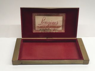 Vintage Longines Watch Presentation Box Case Art Deco 1940s 50s Metal Gold Brass 4