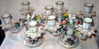 Set Of Two Carl Thieme Dresden Porcelain Candlesticks Or Candelabra