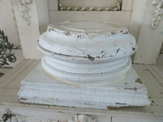 WOW OLD ARCHITECTURAL WOOD BASE PEDESTAL DISPLAY from Column WHITE 5 1/2 