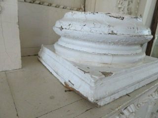 WOW OLD ARCHITECTURAL WOOD BASE PEDESTAL DISPLAY from Column WHITE 5 1/2 