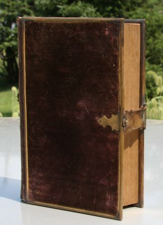 Antique 1860 Bible Felt Cover W / Brass Clasp & Edging
