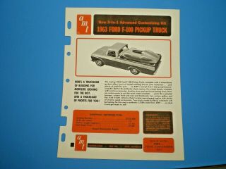 Amt 1963 Ford F - 100 Pick Up Truck / Go Cart 3 - In - 1 Color Dealer Flyer