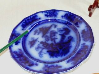 2 Antique Flow Blue China PELEW Plates 4