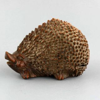 Collectable Old Boxwood Hand - Carved Lovely Hedgehog Delicate Interesting Statue