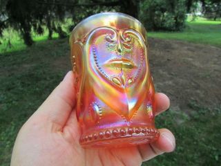 Dugan Jeweled Heart Antique Carnival Art Glass Tumbler Marigold Exceptional