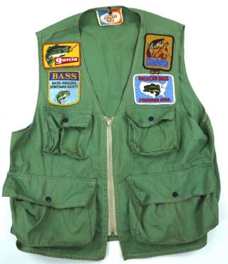Vintage Fishing Vest Patch Daiwa Garcia American Bass Tackle Lure Bait Fly Jig