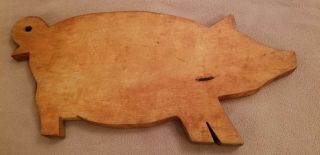 Primitive Wooden Pig Hog Cutting Board Kitchen Butcher Block Chunky Wood 21 "