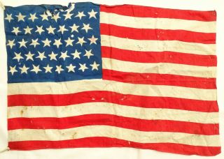 1876 Antique Post American Civil War 38 Stars & Stripes Flag 33 " X 22 "