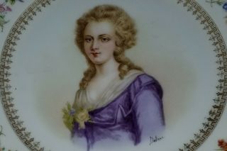 French Sevres Porcelain Portrait Cabinet Plate of Madame Elisabeth Artist Signed 2