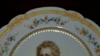 French Sevres Porcelain Portrait Cabinet Plate of Madame Elisabeth Artist Signed 3