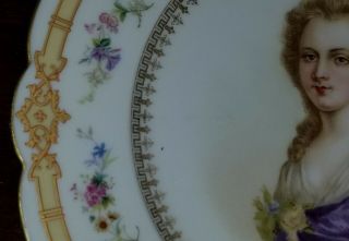 French Sevres Porcelain Portrait Cabinet Plate of Madame Elisabeth Artist Signed 4
