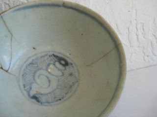 Fine Old Antique Chinese Ming Dynasty Swatow Hand Painted Porcelain Bowl AS - IS 4