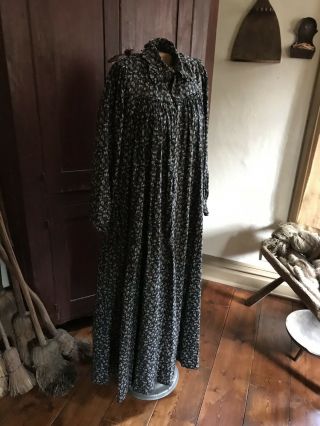 Early Antique Blue & Black Handmade Ladies Farm Dress Textile Country AAFA 2