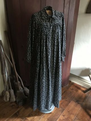 Early Antique Blue & Black Handmade Ladies Farm Dress Textile Country AAFA 5
