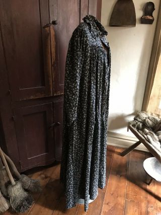 Early Antique Blue & Black Handmade Ladies Farm Dress Textile Country AAFA 8