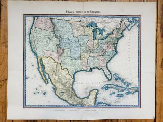 Antique Map Of The United States And Mexico By: Furne 1851