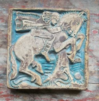 Antique Batchelder Tile L.  A.  California Pottery Arts & Crafts 4 " X4 " Figure Tile