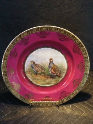 Vtg Antique 10 1/2 " Stw Bavaria Royal Vienna Waldsassen Game Bird Pheasant Plate