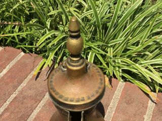 Antique Hand Decorated Brass Tea/Coffee Pot Arabic Dallah Middle East 10 inches 5