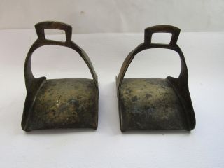 Rare Antique Solid Brass Horse Stirrups,  Possibly Military,  Oriental