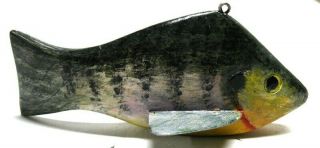 Vintage Joe Leach Sunfish Listed Carver Folk Art Fish Spearing Decoy Ice Fishing