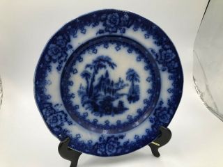 Antique Flow Blue Rhine Dinner Plate 1840 Pre - Owned