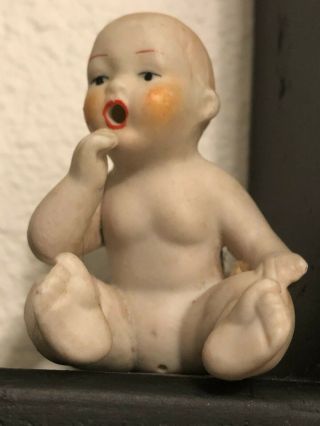 Antique All Bisque Germany Sitting Doll Naughty Baby W Feeding & Pee Pee Holes